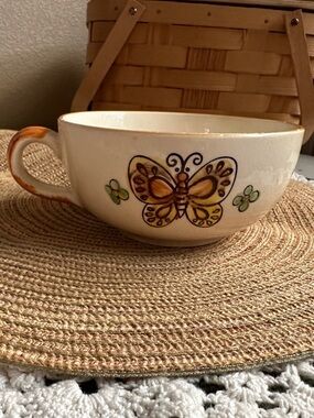 Vintage Hand Painted in Japan Butterfly Ceramic Mug